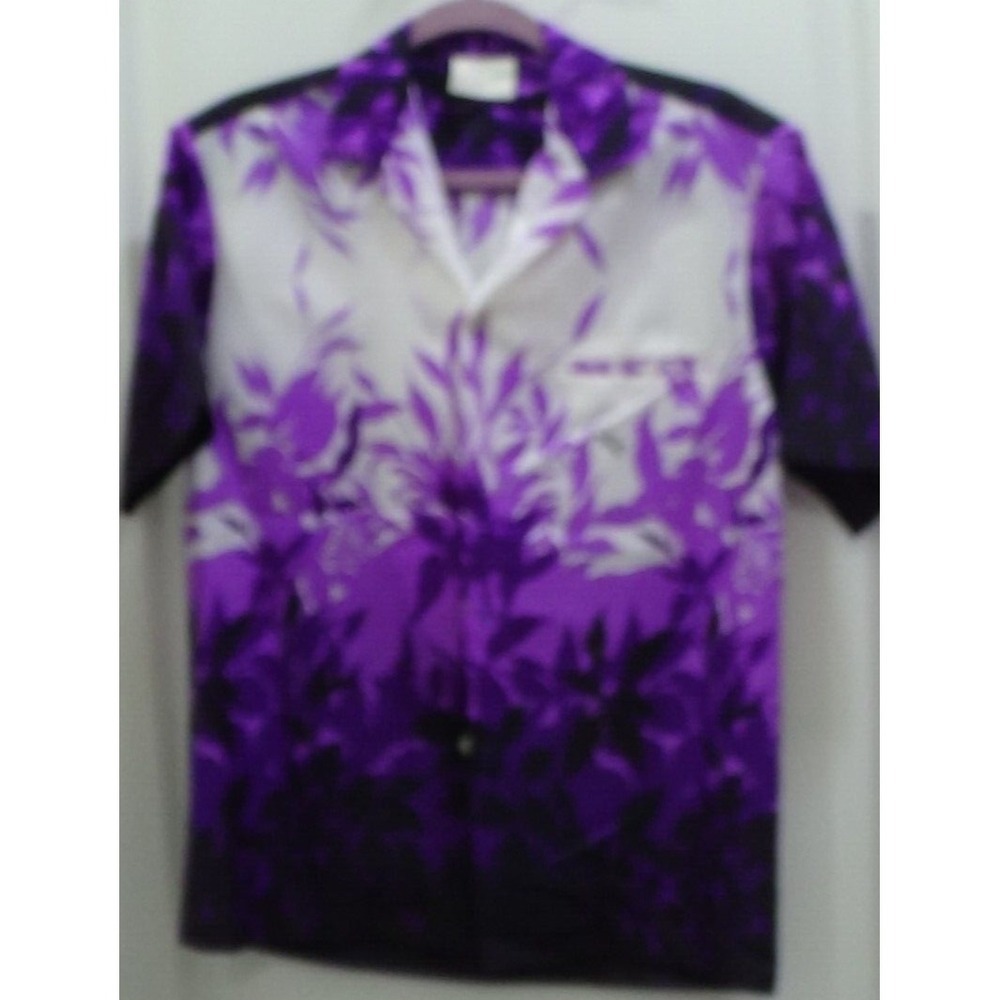 Blouse Ladies Women's Hawaiian Purple, Black, White Size Small #260